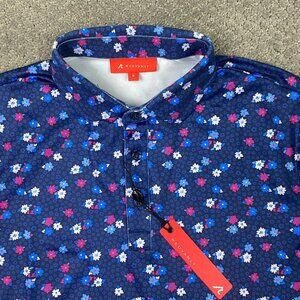 Redvanly Polo Shirt Men's Small Blue Floral Performance Golf Leone Tuxedo multi